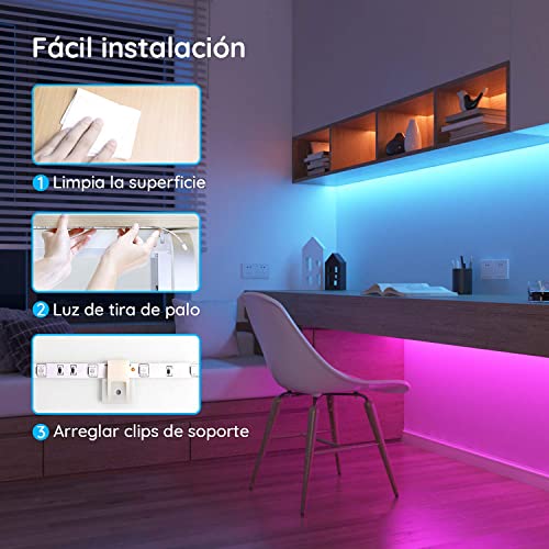 Govee Tira LED, Luces LED Habitación 5m con Control Remoto y Caja de Control, Tiras LED RGB Adhesivas 12V con 20 Colores y 6 Modos de Escena para Decoracion de Pared, Techo