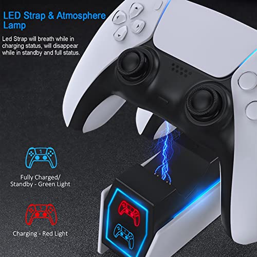 GQGQ Estación De Cargador De Doble Mando, Cargador para Mando PS5, Estación De Carga del Controlador Inalámbrico para Playstation 5 Joystick Juegos Cargador Enchufe EE. UU./ UE (Type : EU)