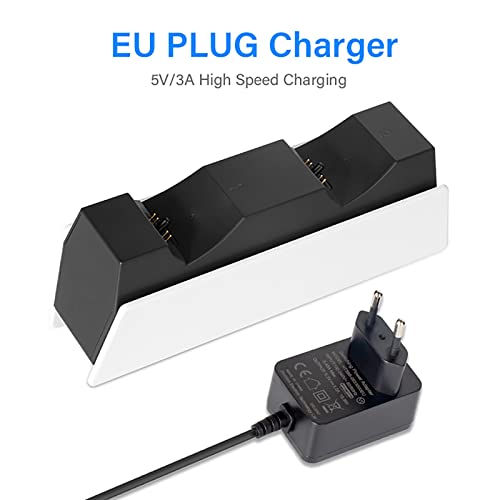 GQGQ Estación De Cargador De Doble Mando, Cargador para Mando PS5, Estación De Carga del Controlador Inalámbrico para Playstation 5 Joystick Juegos Cargador Enchufe EE. UU./ UE (Type : EU)