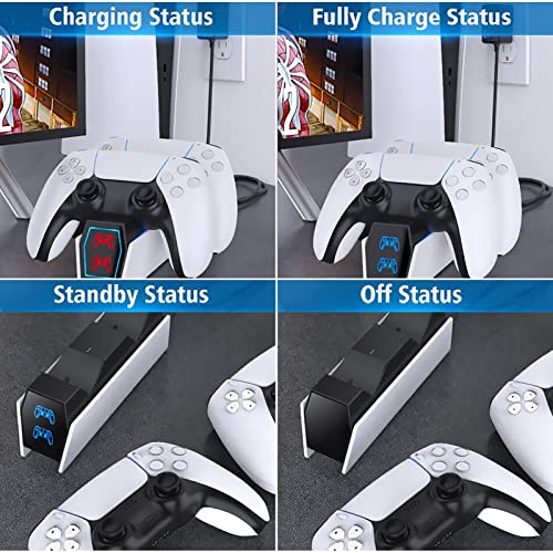 GQGQ Estación De Cargador De Doble Mando, Cargador para Mando PS5, Estación De Carga del Controlador Inalámbrico para Playstation 5 Joystick Juegos Cargador Enchufe EE. UU./ UE (Type : EU)