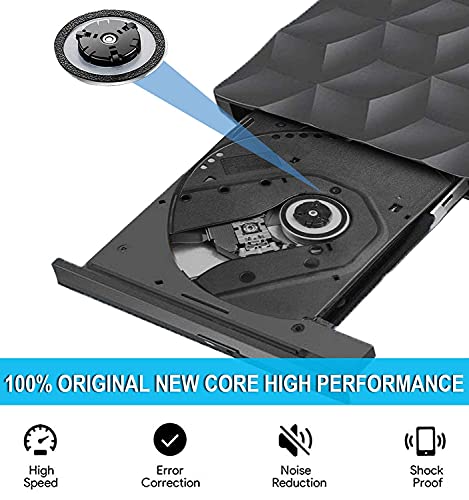 Grabadora DVD CD Externa USB 3.0 y Tipo C, Lector Unidades Externa Portátil Reproductor de Unidad de DVD Óptica Disquetera Externa DVD/CD-RW ROM para Mac OS, Windows, Linux, Laptop, Desktop, PC