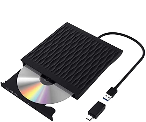 Grabadora DVD, Lector CD/DVD USB 3.0 y Type-C, Ultra Slim Portátil Unidad de DVD, Disquetera Externa CD/DVD-RW Super Drive, Compatible con WIN98 /XP/7/8/10/XP/VISTA/Mac OS