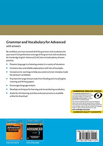 Grammar and Vocabulary for Advanced. Book with Answers and Audio.: Self-Study Grammar Reference and Practice