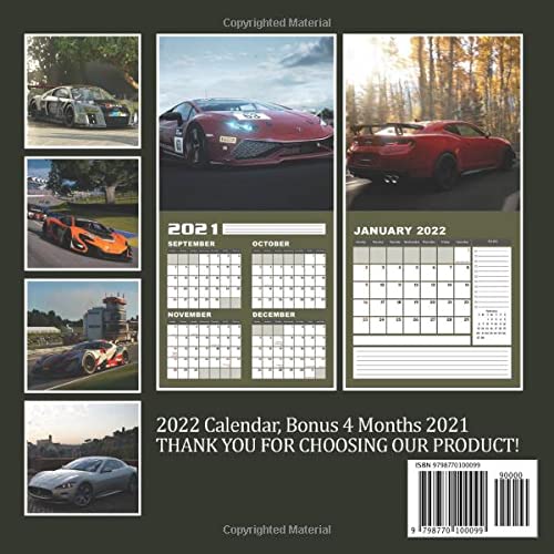 Gran Turismo Sport Calendar 2022: January 2022 - December 2022 OFFICIAL Squared Monthly Calendar, 12 Months | BONUS 4 Months 2021