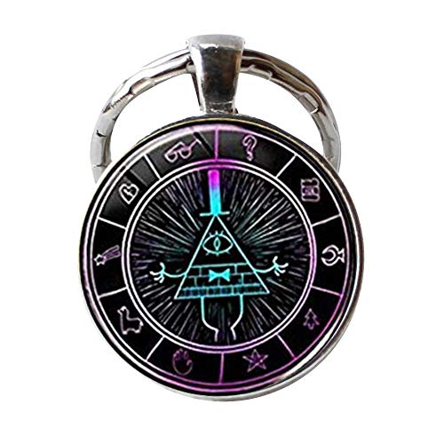 Gravity Falls Bill Cipher Wheel Scrabble llavero único diseñado a mano Gravity Falls "Psychadelic" llavero inspirado en Bill Cipher joyería regalo/regalos para hombres y mujeres