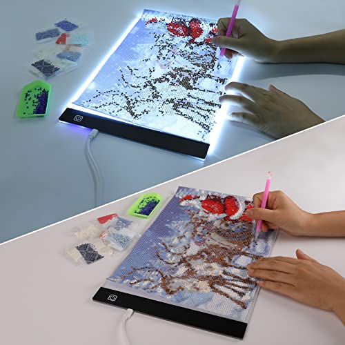 Guiseapue Mesa de Luz para Calcar, LED Tableta de Luz Dibujo A4 de Iluminación de la Caja de Alimentación Micro USB Mesa de Luz Montessori Ideal para Animacion Tatoo Dibuja