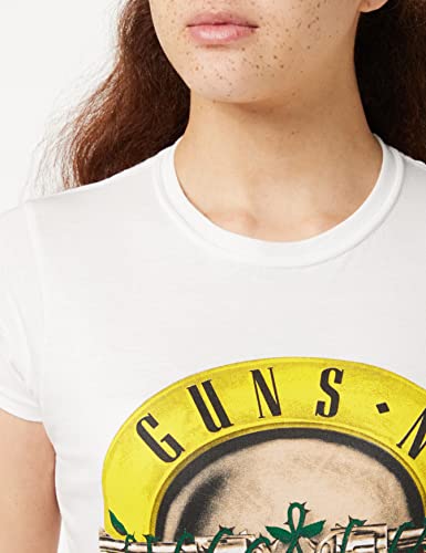 Guns & Roses Guns N' Roses Classic Bullet Logo Camiseta, Blanco, 42 para Mujer