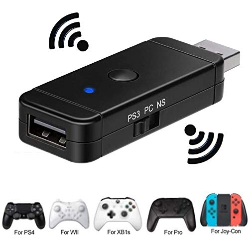 GZW-Shop Adaptador inalámbrico Bluetooth convertidor USB para Mando Nintendo Switch, Xbox One S/X, Xbox360, PS3, PS4, PS5, Wii U Pro y Windows PC