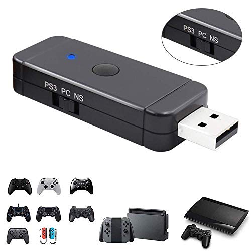 GZW-Shop Adaptador inalámbrico Bluetooth convertidor USB para Mando Nintendo Switch, Xbox One S/X, Xbox360, PS3, PS4, PS5, Wii U Pro y Windows PC