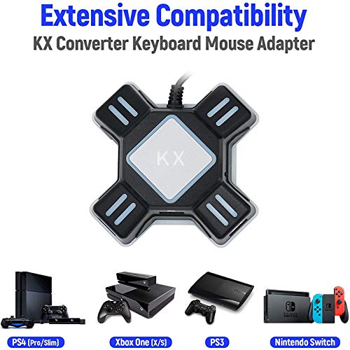 GZW-Shop Convertidor de Teclado y ratón, Adaptador KX de Controlador de Mando de Juego para ratón/Teclado portátil USB 2.0 Compatible con PS4/Xbox One/Nintendo Switch/PS3