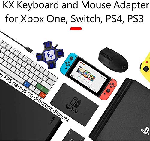 GZW-Shop Convertidor de Teclado y ratón, Adaptador KX de Controlador de Mando de Juego para ratón/Teclado portátil USB 2.0 Compatible con PS4/Xbox One/Nintendo Switch/PS3