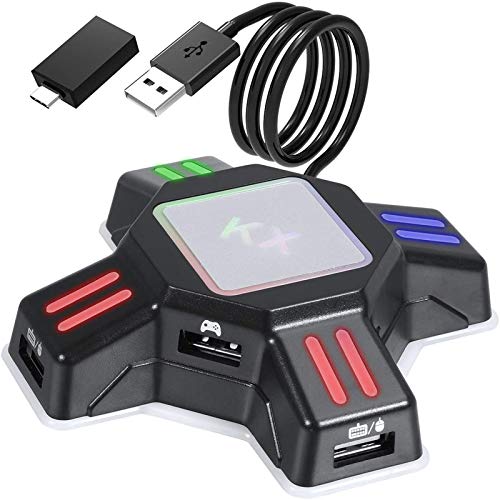GZW-Shop Convertidor de Teclado y ratón, Adaptador KX de Controlador de Mando de Juego para ratón/Teclado portátil USB 2.0 Compatible con PS4/Xbox One/Nintendo Switch/PS3