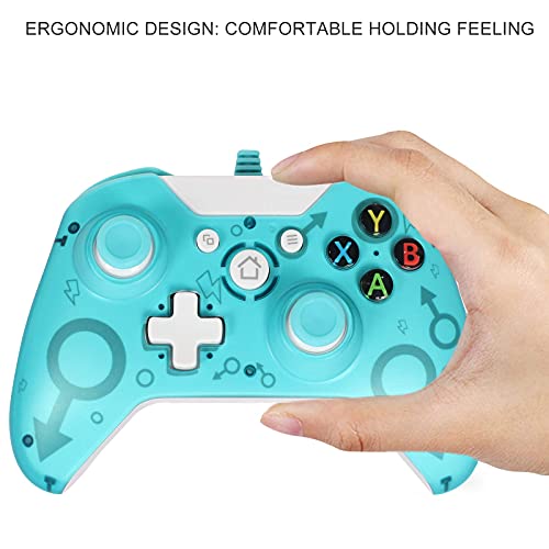 GZW-Shop Mando Xbox One, Xbox One S, One X, Xbox Series x Controlador cableado Compatible con Windows PC 7/8/10, Xbox One Controller Soporte y Controles de Audio (Green)