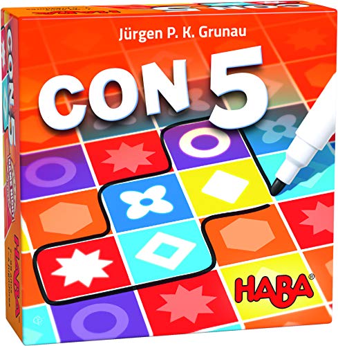 HABA-con 5-ESP 305286-CON5-ESP, Familiar a Partir de 7 años, 2 Opciones de Juego y una Variante en Solitario, también Adecuado para el daltonismo, Multicolor (H305286)