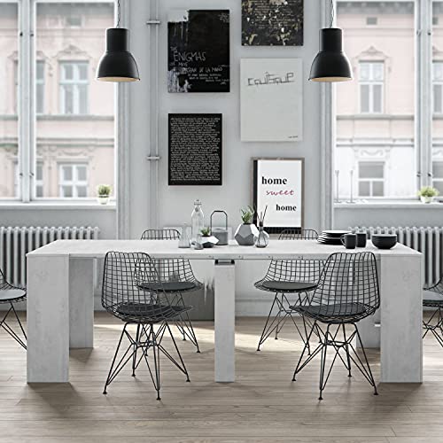Habitdesign Mesa de Comedor, Consola, Mesa Extensible, Mesa para Salon recibidor o Cocina, Acabado en Gris Cemento, Medidas: 50-235 cm (Largo) x 90 cm (Ancho) x 78 cm (Alto)