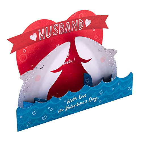 Hallmark Tarjeta de San Valentín para marido – Divertido diseño de tiburón 3D