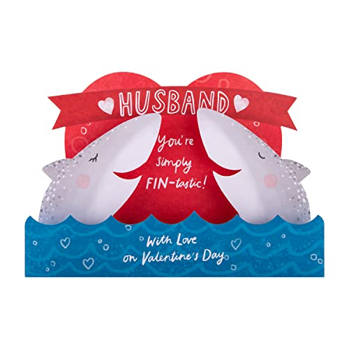 Hallmark Tarjeta de San Valentín para marido – Divertido diseño de tiburón 3D