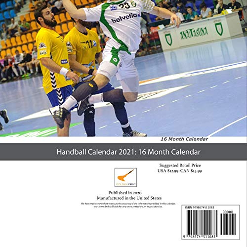 Handball Calendar 2021: 16 Month Calendar
