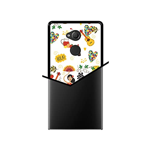 Hapdey Funda Negra para [ Sony Xperia XA2 Ultra ] diseño [ España, referencias y símbolos ] Carcasa Silicona Flexible TPU