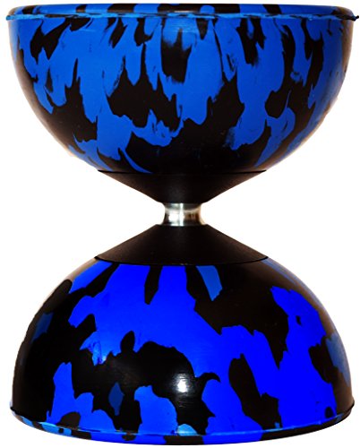 Harlequin Diabolo Pro - Varillas de fibra de diábolo, cordel diábolo y diabolos bolsa de transporte (negro/azul diábolo y fibra de palos a mano)