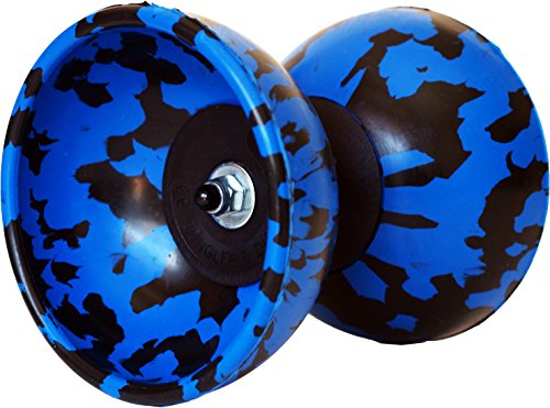 Harlequin Diabolo Pro - Varillas de fibra de diábolo, cordel diábolo y diabolos bolsa de transporte (negro/azul diábolo y fibra de palos a mano)