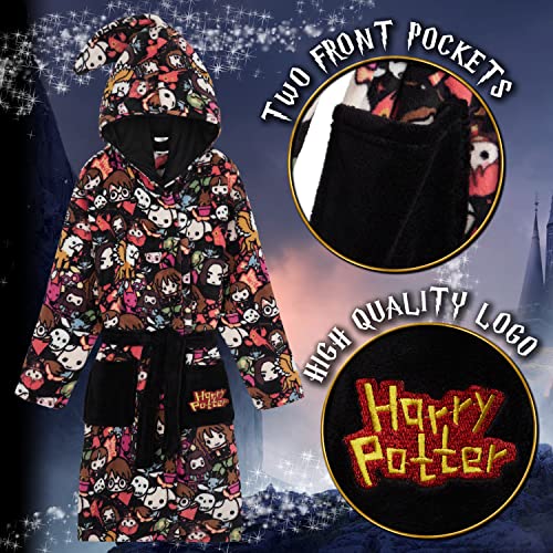 HARRY POTTER Bata Forro Polar Niño, Albornoz Niño Diseño Gryffindor con Capucha y Cinturón, Batas de Casa Para Niños, Regalos para Niños Niñas 7-14 Años (Multicolor, 11-12 Años)