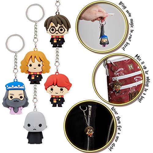 HARRY POTTER Llaveros Originales Chibi, Pack de 5 Figuras 3D Coleccionables, Merchandising Oficial Regalos Niños Niñas y Adolescentes