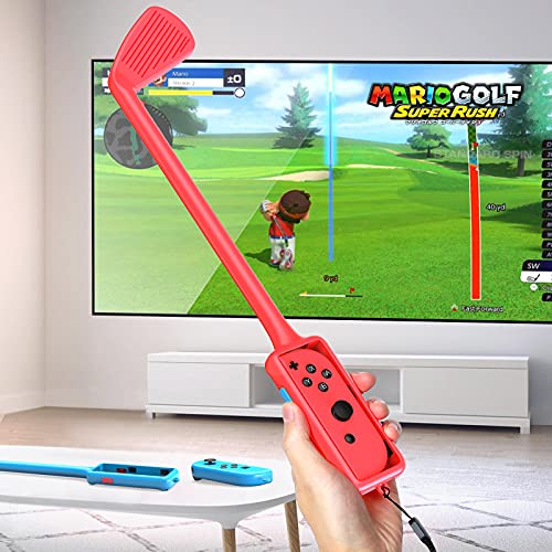 Hastraith Accesorios Palos de Mario Golf Super Rush, Adecuados para Nintendo Switch Joy-con Control Juego de Dos Piezas, Accesorios de Juego Mario Golf (Rojo y Azul)