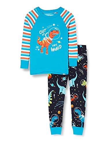Hatley Organic Cotton Raglan Long Sleeve Printed Pyjama Set Juego de Pijama, Space Dinos Glow In The Dark, 12 Years para Niños