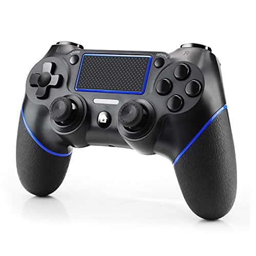 Hbaid Mando Compatible para Ps4, Mando inalámbrico Compatible para PS4 / Pro/Slim/PC, Joystick de Doble Choque para Juegos inalámbricos con luz LED TouchPad y Conector de Audio