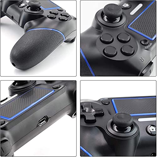 Hbaid Mando Compatible para Ps4, Mando inalámbrico Compatible para PS4 / Pro/Slim/PC, Joystick de Doble Choque para Juegos inalámbricos con luz LED TouchPad y Conector de Audio