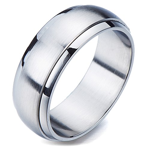 H+C Estilo Refinado- Anillo de Hombre Mujer- Unisex- Acero Inoxidable- Anillo Giratorio- Ajuste Cómodo(12)