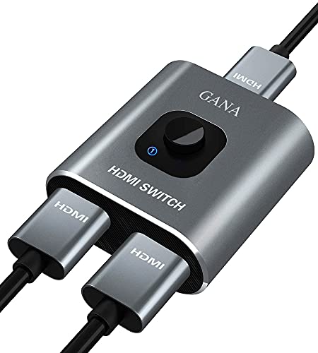 HDMI Switch HDMI Splitter 4K@60Hz, GANA Duplicador HDMI Bidireccional 2 Entradas 1 Salida o 1 In 2 out Alluminio Conmutador HDMI Soporta HD 4K 3D 1080P para TV/Blu-ray/Firestick/Xbox/PS3/4/5-Plata