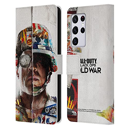 Head Case Designs Funda de piel con tapa para Samsung Galaxy S21 Ultra 5G con licencia oficial Activision Call of Duty Black Ops Cold War Primary Key Art