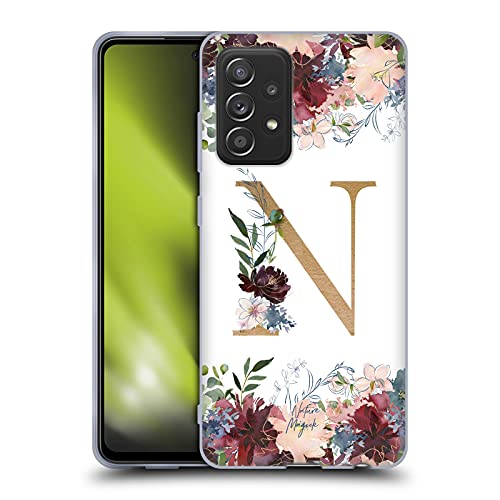 Head Case Designs Licenciado Oficialmente Nature Magick Letra N Flores Monograma Floral Oro 2 Carcasa de Gel de Silicona Compatible con Galaxy A52 / A52s / 5G (2021)