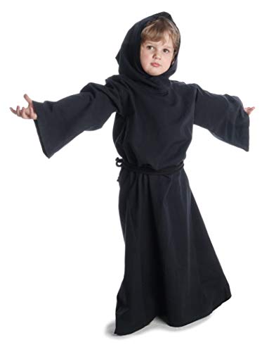 HEMAD Bata de monjes medieval para niños - algodón - Negro S/M