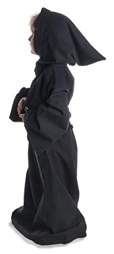 HEMAD Bata de monjes medieval para niños - algodón - Negro S/M