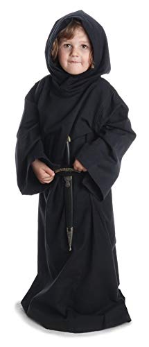 HEMAD Bata de monjes medieval para niños - algodón - Negro S/M
