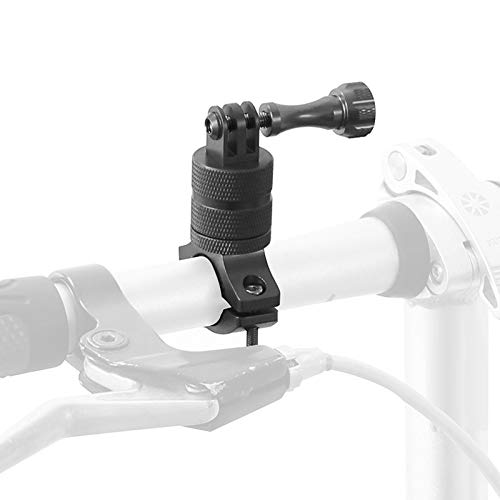 Hensych Soporte de bicicleta de aleación de aluminio para manillar de motocicleta, rotación de 360 grados, soporte de metal para GoPro Hero 8/7/6/5/4/3/Xiaoyi cámara de acción , color Negro