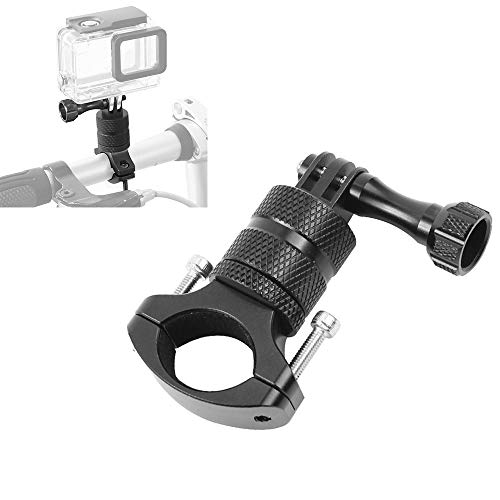 Hensych Soporte de bicicleta de aleación de aluminio para manillar de motocicleta, rotación de 360 grados, soporte de metal para GoPro Hero 8/7/6/5/4/3/Xiaoyi cámara de acción , color Negro
