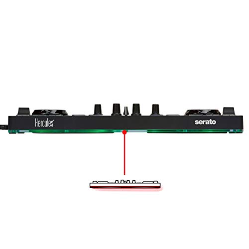 Hercules DJControl Starlight - Controlador de DJ USB portátil 2 Pistas con 8 Pads/Tarjeta de Sonido para PC/Mac, Multicolor