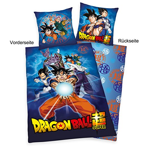 Herding Dragon Ball Super - Juego de Cama (Funda nórdica de 135 x 200 cm y Funda de Almohada de 80 x 80 cm, algodón)