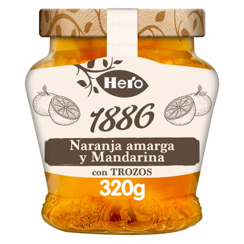 Hero Mermelada 1886 con Trozos de Naranja Amarga y Mandarina - Pack de 8 x 320 g