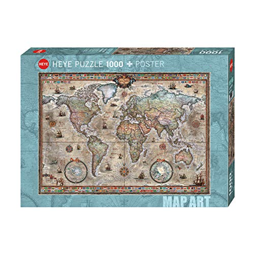 Heye HY29871 Puzzles Map Art, 1000 Pc-Retro World