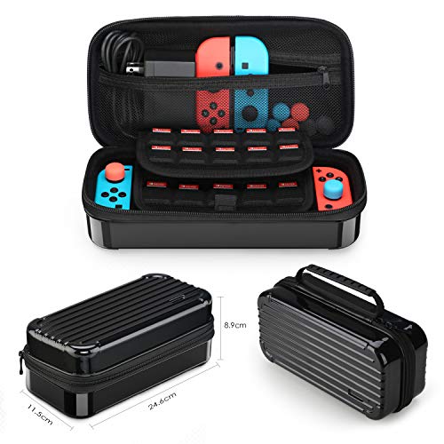 HEYSTOP 11 en 1 Funda Compatible con Nintendo Switch, Estuche portátil Incluye 2 Grips para Nintendo Switch, PlayStand Ajustable, Protector de Pantalla con 6 Tapas de Agarre para Pulgar