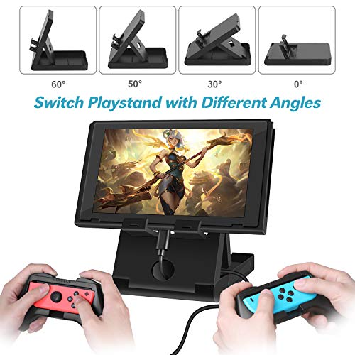 HEYSTOP 11 en 1 Funda Compatible con Nintendo Switch, Estuche portátil Incluye 2 Grips para Nintendo Switch, PlayStand Ajustable, Protector de Pantalla con 6 Tapas de Agarre para Pulgar