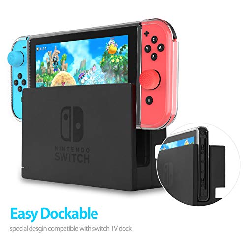 HEYSTOP Carcasa Compatible con Nintendo Switch, Funda Nintendo Switch con Protector de Pantalla para Nintendo Switch Console y Grip 6 Agarres para el Pulgar