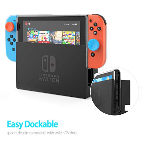 HEYSTOP Carcasa Compatible con Nintendo Switch, Funda Nintendo Switch con Protector de Pantalla para Nintendo Switch Console y Grip con 6 Agarres para el Pulgar, Nueva Versión