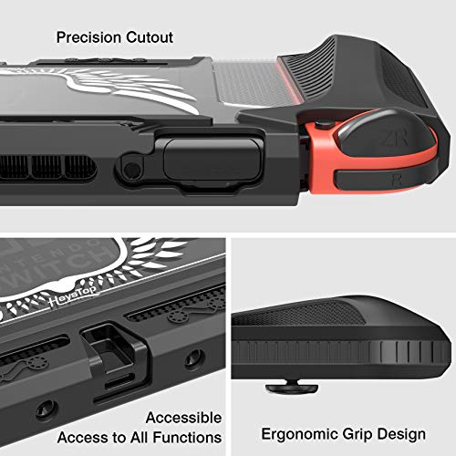 HEYSTOP Carcasa Compatible con Nintendo Switch, Funda Nintendo Switch con Protectora TPU Grip Funda de Agarre Compatible con la Consola de Pantalla para Switch Console con 6 Agarres para el Pulgar