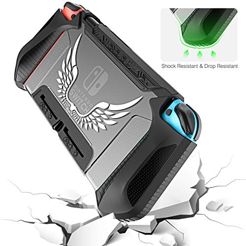 HEYSTOP Carcasa Compatible con Nintendo Switch, Funda Nintendo Switch con Protectora TPU Grip Funda de Agarre Compatible con la Consola de Pantalla para Switch Console con 6 Agarres para el Pulgar